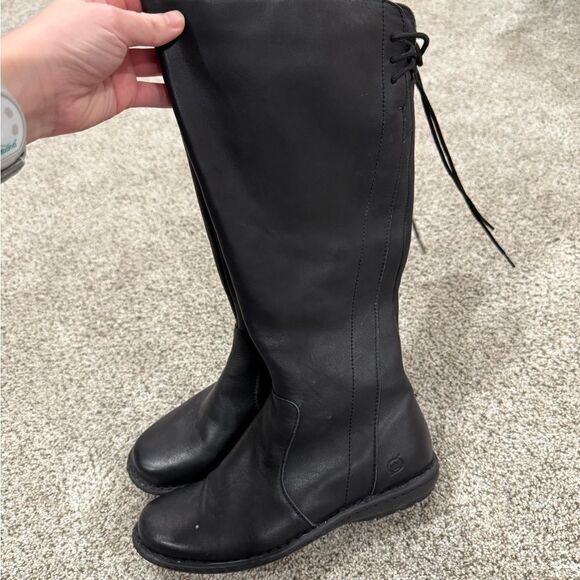 Born Caladium Tall Tie Black Lace Up Riding Leather Boot - Picture 10 of 11